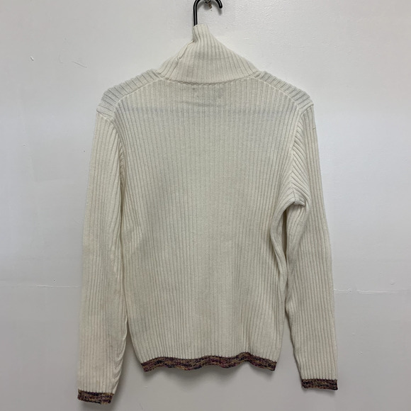 Nano Universe Long Sleeve Turtleneck Ribbed Knit Pullover Sweater White Sz Small - Picture 4 of 9